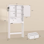 Over The Toilet Storage Cabinet with Adjustable Shelves & 2 Doors, Bathroom Storage Cabinet with One 4-Section Drawer, Towel Holder & Toilet Paper Holder for Bathroom, Laundry Room