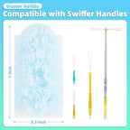30 Count Light Blue Duster Refills Compatible with Swiffer Handle, 360° Multi-Surface Duster Refills with 1 Handle, 5X Microfibers Disposable Dusters for Home, Office Cleaning