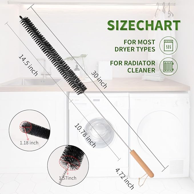 Dryer Lint Brush Vent Cleaner 30 inch Refrigerator Coil Cleaning Brushes Clothes Trap Duct Remover, Crevice Cleaning Brush, Washing Machine Cleaning Tools for Household (1 Pack)