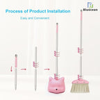 28'' Kids Mini Broom and Dustpan Set - Toddler Cleaning Toy, Toddler Household Helper, Parent-Child Interactive Play Cleaning Tool, Cute Cartoon Design, Small Safe Corner Broom (Pink)