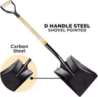 Garden Shovels for Digging, Spade Shovel, Garden Shovel for Planting, D Grip Steel Shovel, Flat Shovel Wooden Handle, Carbon Steel, Square Shovel, Head is 9.25″ Wide x 11.5 deep, Overall Length 42''