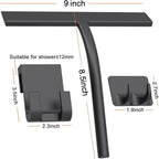 All -Purpose Silicone Shower Squeegee for Shower Glass Door with Hook, Bathroom Accessories for Window Mirror Tile Car Shower Walls,Household Shower Cleaner Tool (Black, 9 inch(2hooks)