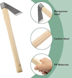 HARFINGTON Garden Hoe 15" x 4.33" Steel Hoe Garden Tool Anti-Rust with Non-Slip Wooden Handle Edger Weeder Shovel for Backyard Loosening Farm Planting Weeding