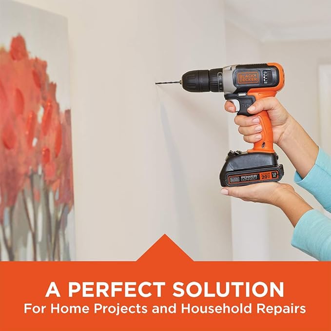 BLACK+DECKER 20V MAX Drill with Home Tool Kit, 64-Piece (BCKSB62C1)