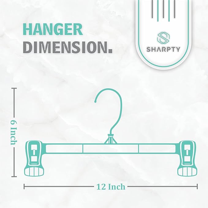 Sharpty Pant & Skirt Hangers - Closet Hangers for Shorts, Shirts, Jeans, Dresses, Slacks, Coats, Clothes, Clothing, Garments & More - Durable, Space Saving & Non-Slip, Black - 25 Pack