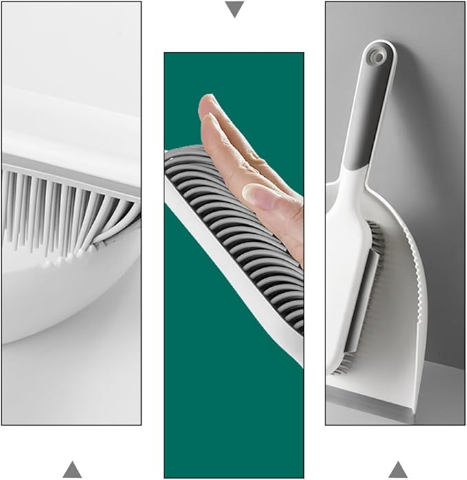 DOITOOL 2pcs Home Cleaning Brush Set with Broom and Dustpan, Multi-use Bed Dust Removal Tool, White and Grey Handheld Sweeping Accessories for Household Cleaning