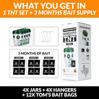 Tougher Than Tom Mosquito TNT 2.0 Mosquito 12 Bait Bags, Outdoor Insect Control, Easy Setup, Family & Pet Friendly, Ideal for Backyards, Camping, Gardens, BBQs, Picnics & More