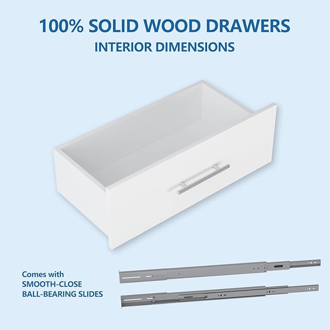 MODCART 4 Drawer Short Tower Closet Unit, Modular Closet System, Wood Closet System Organizer with Storage for Walk In Closets, Clothing Rack Closet for Hanging Clothes, Bedroom, White, 31.5"W