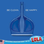 LOLA Clip On Dust Pan & Brush Set, w/Easy Dust, Dirt & Debris Catching Rubber Lip, Flagged Fiber Bristled Brush, Hang Hole for Easy Storage