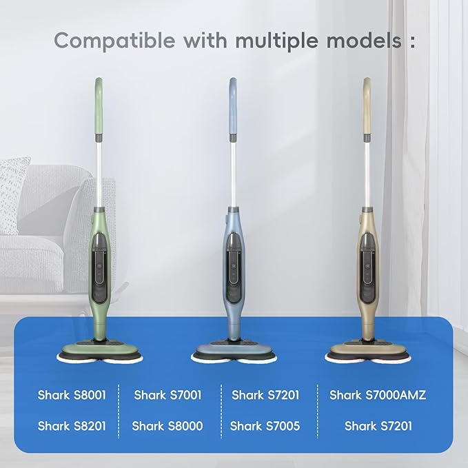 8 Pack Steam Mop Replacement Pads for Shark S8001 S7001 S7201 S7000AMZ S8201 Steam and Scrub Mop Pads Repeatedly Washed for All Floors Cleaning