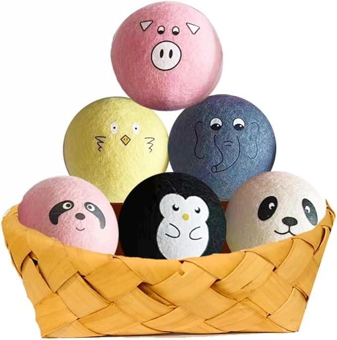 ZnX Wool Dryer Balls 6 Pack XL Eco-Friendly, Renewable and Biodegradable Crafted from 100% Organic New Zealand Sheep Wool, Wool Balls Replaces Dryer Sheets - Laundry Balls with Storage Bag