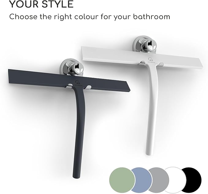 GÜTEWERK Shower Squeegee for Glass Doors, Silicone Window Squeegee, Bathroom and Glass Cleaning - Green - 11 Inch