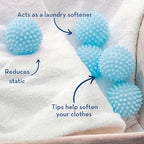 Reusable Laundry Dryer Balls, Sky Blue Plastic Anti-Static Fabric Softener, Reduces Wrinkles, Sustainable Cleaning Supplies, Essential Washing & Drying Aid for Soft, 6 Pack, 2.36 in (Sky Blue)