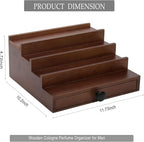 Walnut Cologne Organizer for Men - 4 Tier Wooden Cologne Perfume Display Stand with Drawer and Hidden Compartment, Mens Cologne Holder Shelf for Organizing and Storing