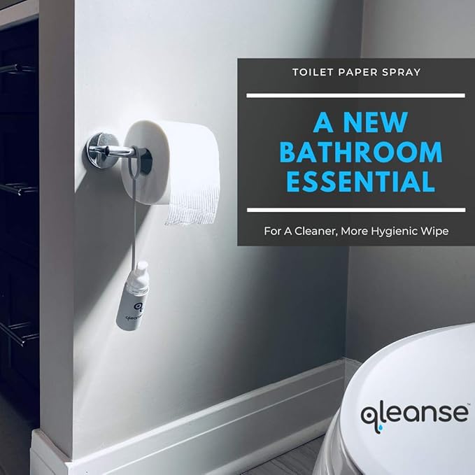 Qleanse Toilet Paper Foam Spray and Caddy Combo - Wet Wipe Alternative and 100% Flushable