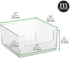 mDesign Plastic Modern Wide Open Front Dip Storage Organizer Bin Basket for Household Organization - Shelves, Cubby, Cabinet, and Closet Organizing Decor - Ligne Collection - 8 Pack - Clear