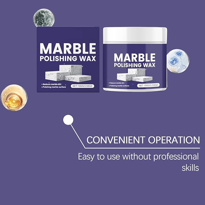 Marble Polishing Wax, Gentle Stone Polish Wax, Ceramic Tile Cleaner for Kitchen, Bathroom and Floors, Durable Shine, Smooth Finish, Marble Care and Protection, Easy to Apply (5Pcs)