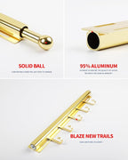 BaiNong 16.5 inch Valet Rod for Closets Pull Out Closet Valet Rod Slide Out Extra long Gold Valet Rods for Closets With 6 Hooks
