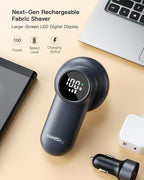 coldSky Rechargeable Fabric Shaver, Lint Shaver with Digital Display, Sweater Shaver with 6-Leaf Blades and Safety Lock, 3-Speeds Defuzzer Remove Fuzz, Pills from Clothes, Furniture, Sofa, Dark Gray