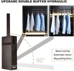 Pull Down Closet Rod for Hanging Clothes, Retractable Wardrobe Hanger for Cabinet Inside Width 26"~35", Aluminium alloy Tubing with Plastic Housing, 44 lb Weight Rating