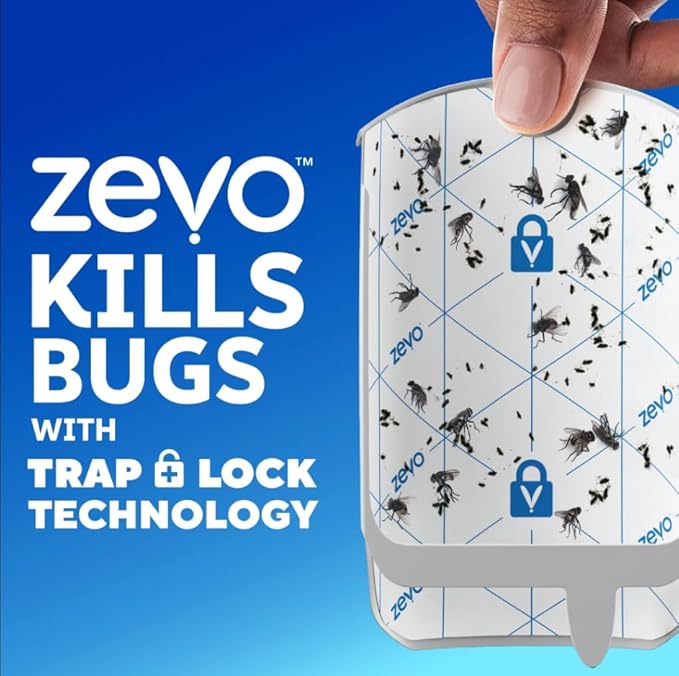 Zevo Flying Insect Trap 4 Refills – Long-Lasting Replacement Cartridges – Catches Flies, Gnats, and Fruit Flies Indoors