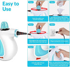 Handheld Pressurized Steam Cleaner with 12 pcs Accessories, Portable Steamer for Cleaning, Steam Cleaner for Home Use, Steamer for Cleaning Car, Furniture, Floor, Upholstery, Grout and Tile, Blue