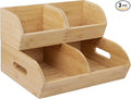 Potato and Onion Storage Bin for Pantry and Kitchen Counter - Ventilated Stackable Bamboo Organizer Baskets with Handles - Multipurpose Organization Containers for Fruit, Vegetable, Pantry - 3 Pack