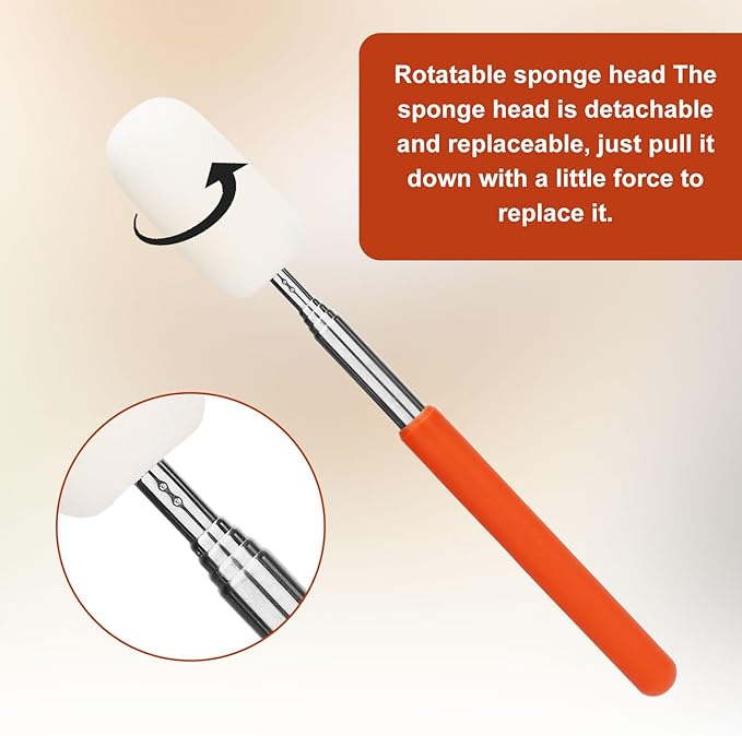 2pcs Telescoping Sponge Stick for Pottery, Retractable Ceramic Mud Tools Clay Sponge on a Stick with Handle for Cleanup Excess Water from Tall or Narrow Pottery(Middle,Extend up to 27.95in)