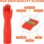 North Tower Rubber Gloves Kitchen Cleaning For Washing Dishing Kithchen, warmming Heat Resistant Dishwashing Gloves,18",2 Pairs Small