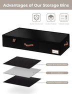 StorageWorks Extra Large Under Bed Storage Containers with Handles and Label Holder, 2 Pack Ultra-thick Fabric Underbed Bins, Closet Organizer for Clothes, Blankets, Sweater