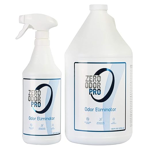 Zero Odor –Professional Odor Eliminator Bundle- Eliminate Extreme Air & Surface Odor– Patented Molecular Technology Best for Strong, persistent odor- Smell Great Again, 32oz & 128oz Refill White