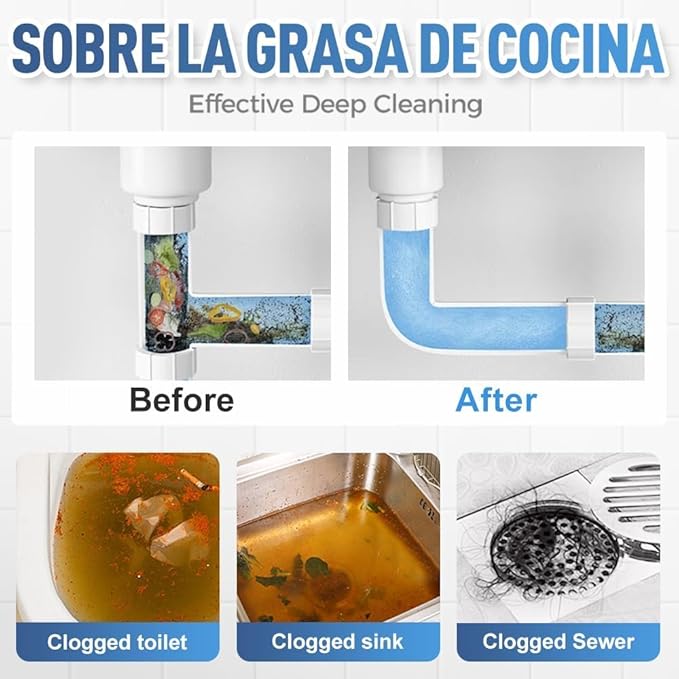 Pipeline Dredging Agent, 350ml Drain Clog Remover Agent, Quick Cleaning Drain Toilet Cleaner Tool, Powerful Sink and Dr-ain Cleaner Powder for Kitchen Toilet (2Pcs)