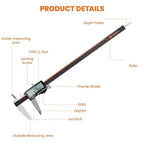 HARDELL Digital Caliper 12 Inch, Rechargeable Calipers with Large LCD Screen, Stainless Steel Digital Caliper Measuring Tool, Auto-Off, Inch/MM/Fraction for DIY/Household/3D-printing