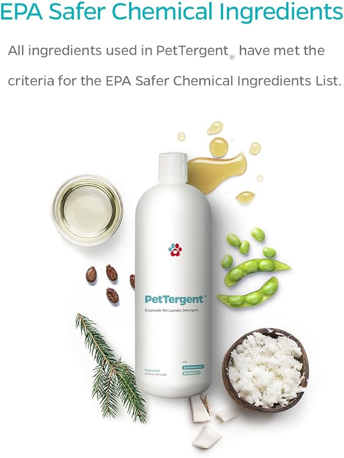 Pet Parents® PetTergent®, Enzymatic Pet Laundry Detergent, 32 oz 32 Loads Pet Stain Remover & Pet Odor Eliminator, Laundry Detergent for Pets (Unscented, 32 oz)