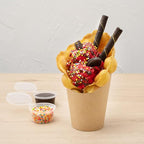 Restaurantware Bio Tek 12 Ounce French Fry Containers 100 Disposable Charcuterie Cups - Incline Design Round Kraft Paper French Fry Cups Stackable For Waffles Chips or Popcorn