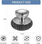 Onewly 2Pack Steel Wool Scrubber Set, Stainless Steel Scrubber with Stainless Steel Handle, for Cleaning Dishes, Cast Iron, Stock Pots, Pans, Griddles, Grills