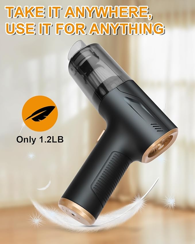 4 in 1 Handheld Vacuum Cordless, 20000PA High Power Car Hand Vacuum Cleaner, Mini Portable Brushless Motor Dust Busters Cordless Rechargeable with Multi Accessories for Home, Office, Pet (Black)