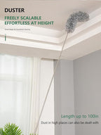 SetSail Extra-Long Dusters with Extension Pole 100-inch for Cleaning, Bendable Microfiber Head Washable Ceiling Fan Duster for High Ceilings, Furniture