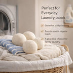 Wool Dryer Balls 6 Pack, 100% New Zealand Wool, Reusable Dryer Balls for Laundry, Natural Fabric Softener, Helps Reduce Drying Time, Wrinkles & Static Cling, 2.6 Inch