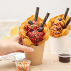 Restaurantware Bio Tek 12 Ounce French Fry Containers 100 Disposable Charcuterie Cups - Incline Design Round Kraft Paper French Fry Cups Stackable For Waffles Chips or Popcorn