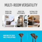 Retractable Feather Duster 8-14 in Adjustable - Natural Feather Dusters for Cleaning Ceiling Fans, Blinds, Plantation Shutters, Walls & Furniture - Quality Checked in USA - 2 Pack