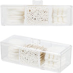 ZEXALOR Clear Bathroom Dresser Organizer - Cotton Ball Swab Holder with 3 Divided Compartments&Lid, , Waterproof Transparent Small Plastic Storage Containers, Vanity Makeup Organization