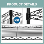FDW 14Dx24Wx60H Wire Rack 5 Shelf Storage Unit Wire Shelving Unit Metal Shelf Organizer Heavy Duty Certification Commercial Grade Rack Utility for Bathroom Office Kitchen (Black)