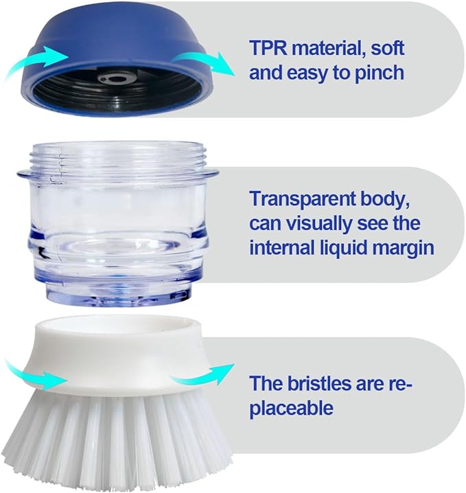 CELOX 2 Pack Dish Brush with Soap Dispenser for Kitchen Cleaning