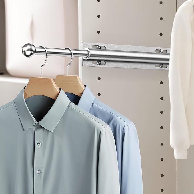 Supforce 16.5" Valet Rod for Closet Pull Out, Retractable Slide Out Valet Rod Closet Organization, Aluminum Valet Clothing Hanger Rods Perfect for Suits, Freshly Pressed Clothes, Polished Chrome