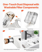 VEVOR Mattress Vacuum Cleaner, 550W Bed Vacuum Cleaner with 18Kpa Powerful Suction and Dual Dust Bin, HEPA Filter & Heating, Ultrasound Tech & Cleaning Lights, Handheld for Bed, Sofa, Corded, White