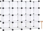 C&AHOME Plastic Shoe Rack,16-Cube Modular Shoes Storage Stand, Multifunction Closet Cabinet, Stackable Shoe Organizer for Bedroom Doorway Entryway Hallway, 36" L × 14.2" W × 28" H White SRP15A