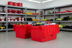 Hudson Exchange 21.9 x 15.2 x 12.8” (3 Pack) Storage Tote Distribution Container with Hinged Attached Lid, Red