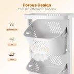 Rolling Laundry Hamper Storage Sorter, 3 Tier Rolling Laundry Hamper Cart White Laundry Baskets with Wheels for Kitchens Bathrooms Bedrooms Classrooms Laundry Rooms