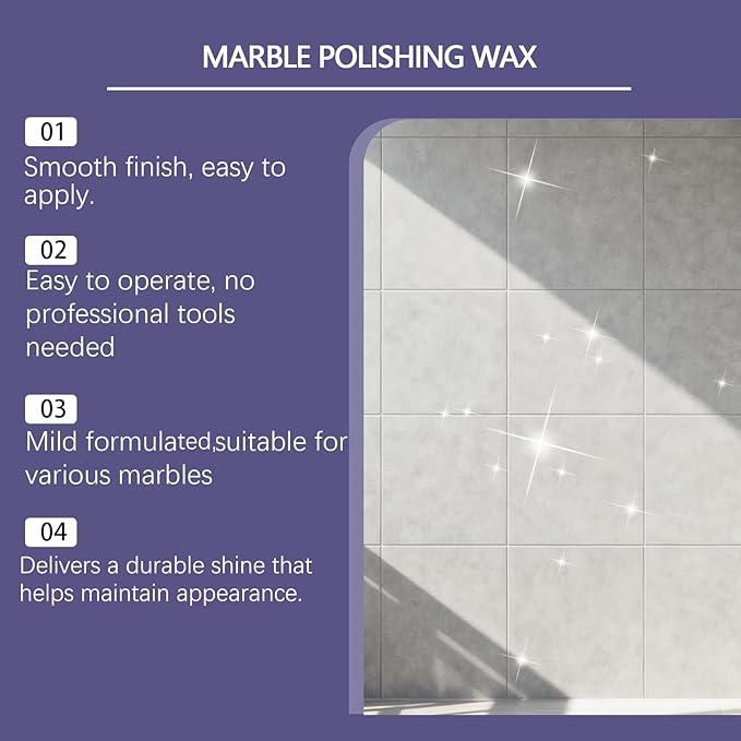 Marble Polishing Wax, Gentle Stone Polish Wax, Ceramic Tile Cleaner for Kitchen, Bathroom and Floors, Durable Shine, Smooth Finish, Marble Care and Protection, Easy to Apply (5Pcs)